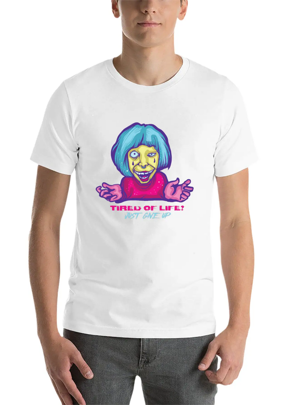 Give Up Pastel Goth Japanese Anime Kawaii Product Unisex Short Sleeve Soft Cotton T-Shirt – Casual Everyday Wear