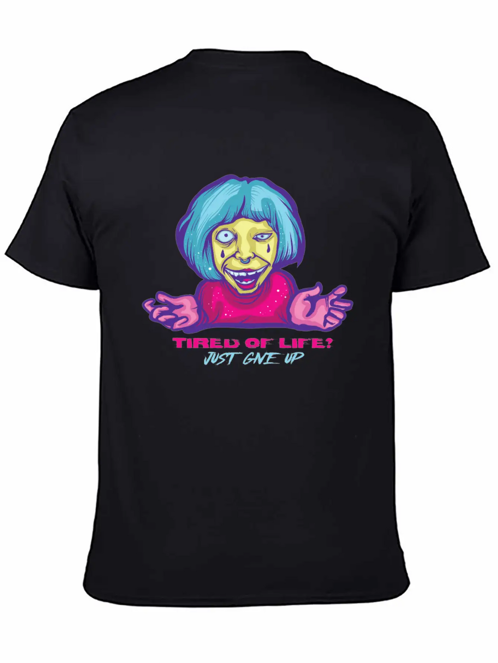 Give Up Pastel Goth Japanese Anime Kawaii Product Unisex Short Sleeve Soft Cotton T-Shirt – Casual Everyday Wear
