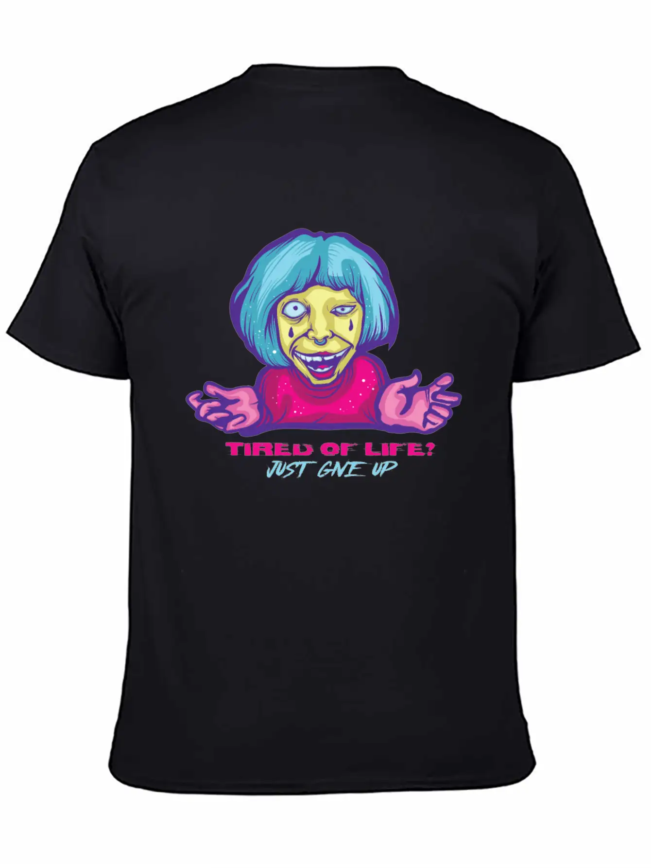 Give Up Pastel Goth Japanese Anime Kawaii Product Unisex Short Sleeve Soft Cotton T-Shirt – Casual Everyday Wear