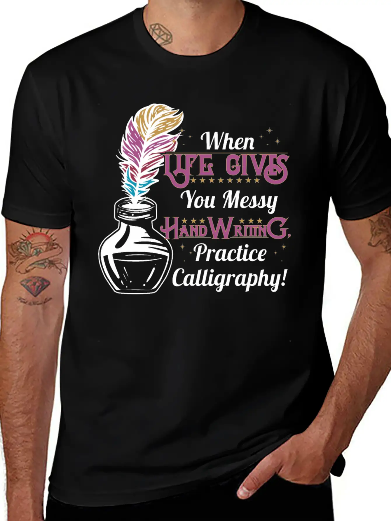 Gives You Messy Handwriting, Practice Calligraphy! Unisex Casual T-Shirt – Clean Design For Daily Comfort