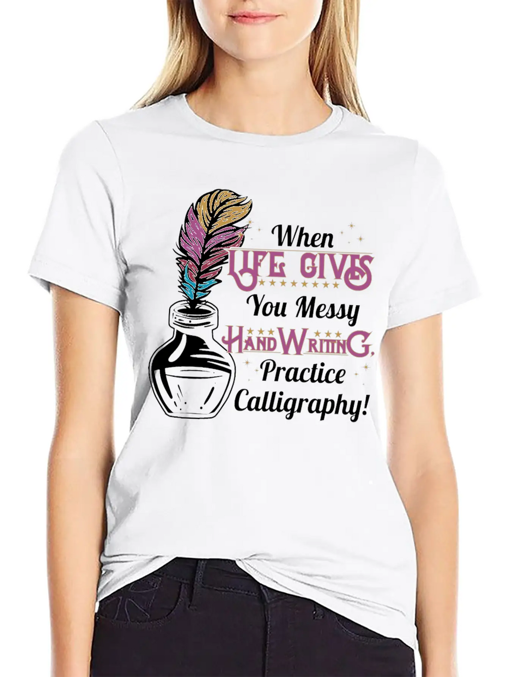 Gives You Messy Handwriting, Practice Calligraphy! Unisex Casual T-Shirt – Clean Design For Daily Comfort