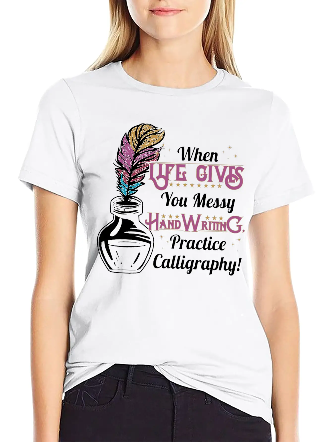 Gives You Messy Handwriting, Practice Calligraphy! Unisex Casual T-Shirt – Clean Design For Daily Comfort