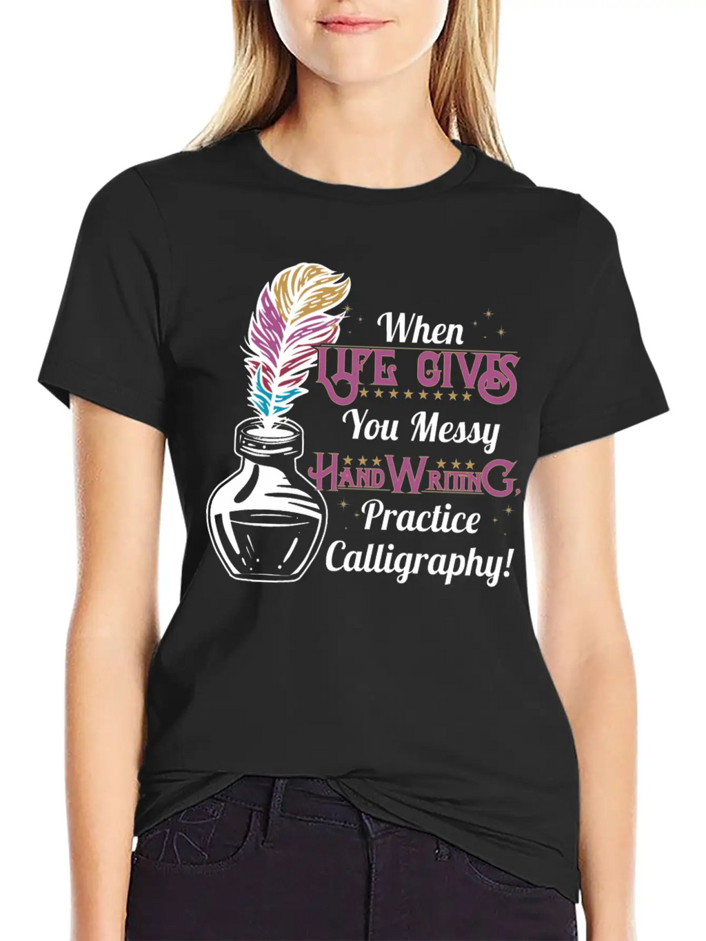 Gives You Messy Handwriting, Practice Calligraphy! Unisex Casual T-Shirt – Clean Design For Daily Comfort