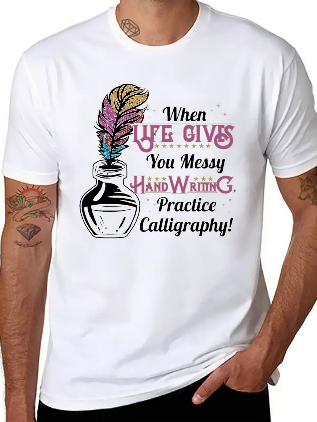 Gives You Messy Handwriting, Practice Calligraphy! Unisex Casual T-Shirt – Clean Design For Daily Comfort
