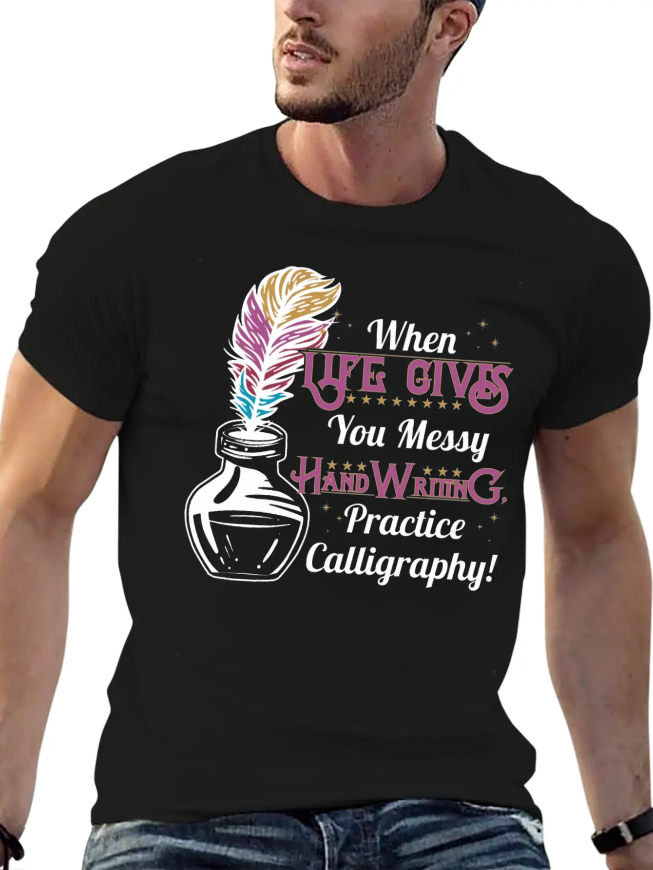 Gives You Messy Handwriting, Practice Calligraphy! Unisex Casual T-Shirt – Clean Design For Daily Comfort