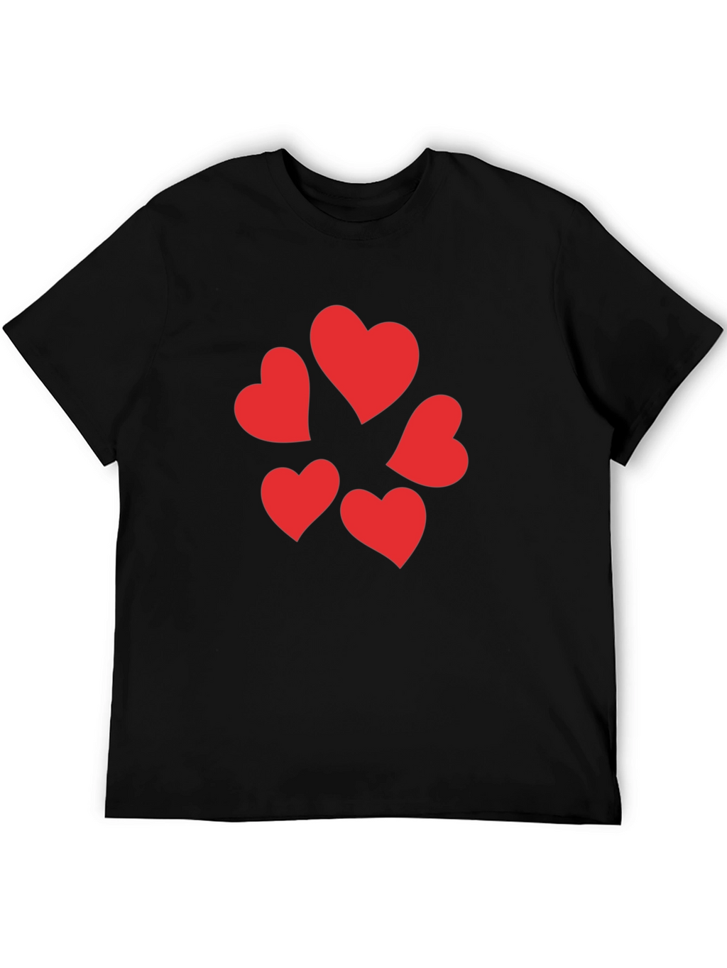 Heart Pattern Black T-Shirt