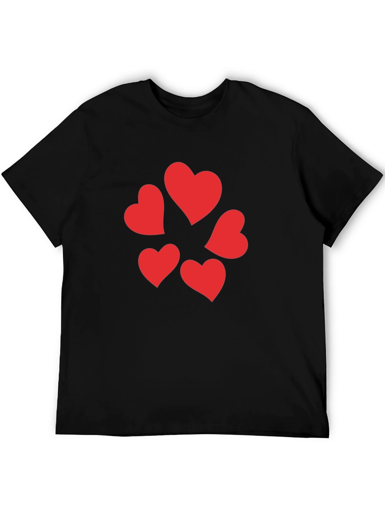 Heart Pattern Black T-Shirt