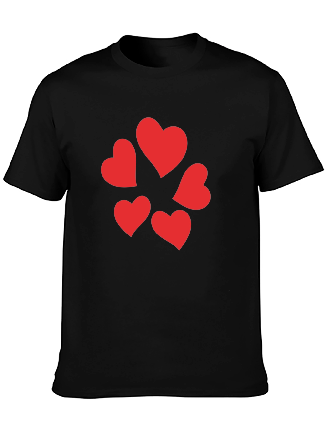 Heart Pattern Black T-Shirt