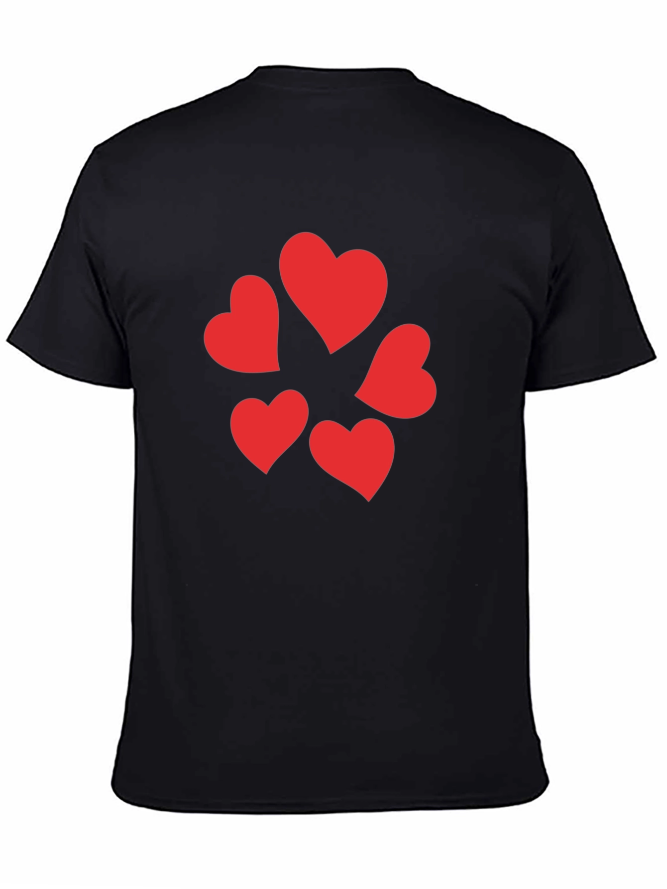 Heart Pattern Black T-Shirt
