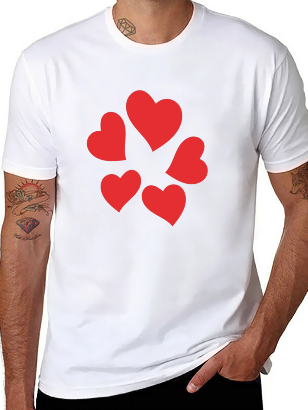Heart Pattern Black T-Shirt