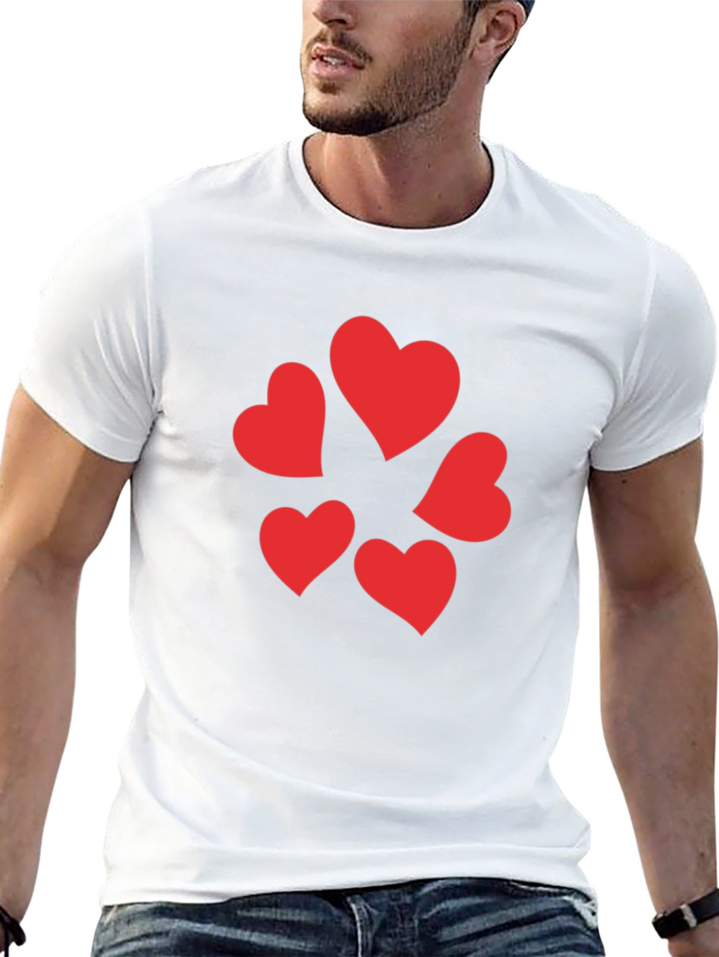 Heart Pattern Black T-Shirt