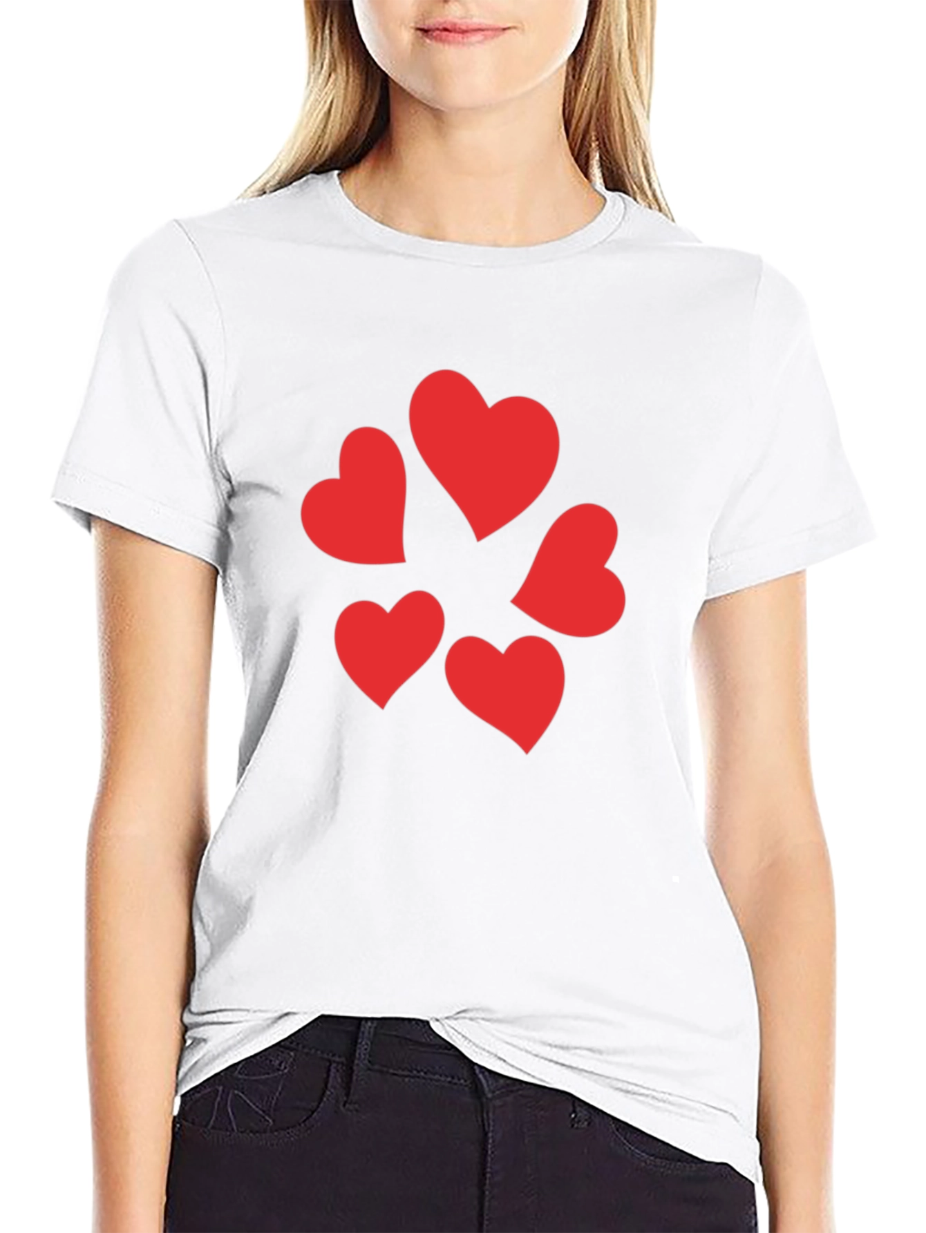 Heart Pattern Black T-Shirt