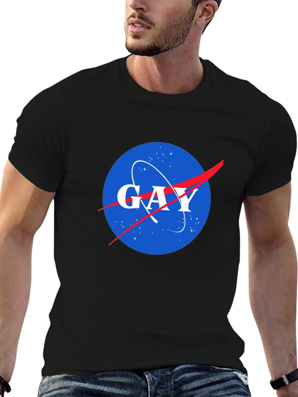 NASA Spoof Gay Logo Graphic T-Shirt