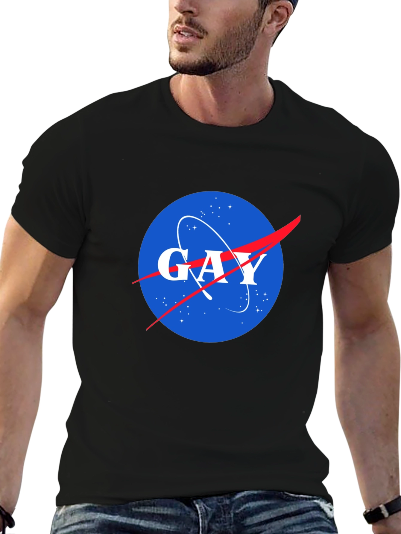 NASA Spoof Gay Logo Graphic T-Shirt