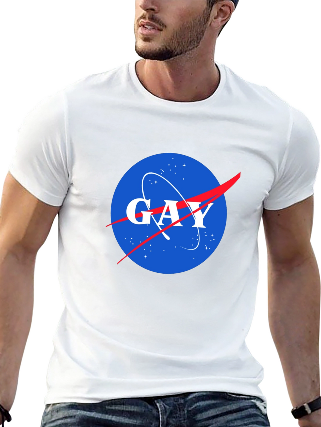 NASA Spoof Gay Logo Graphic T-Shirt