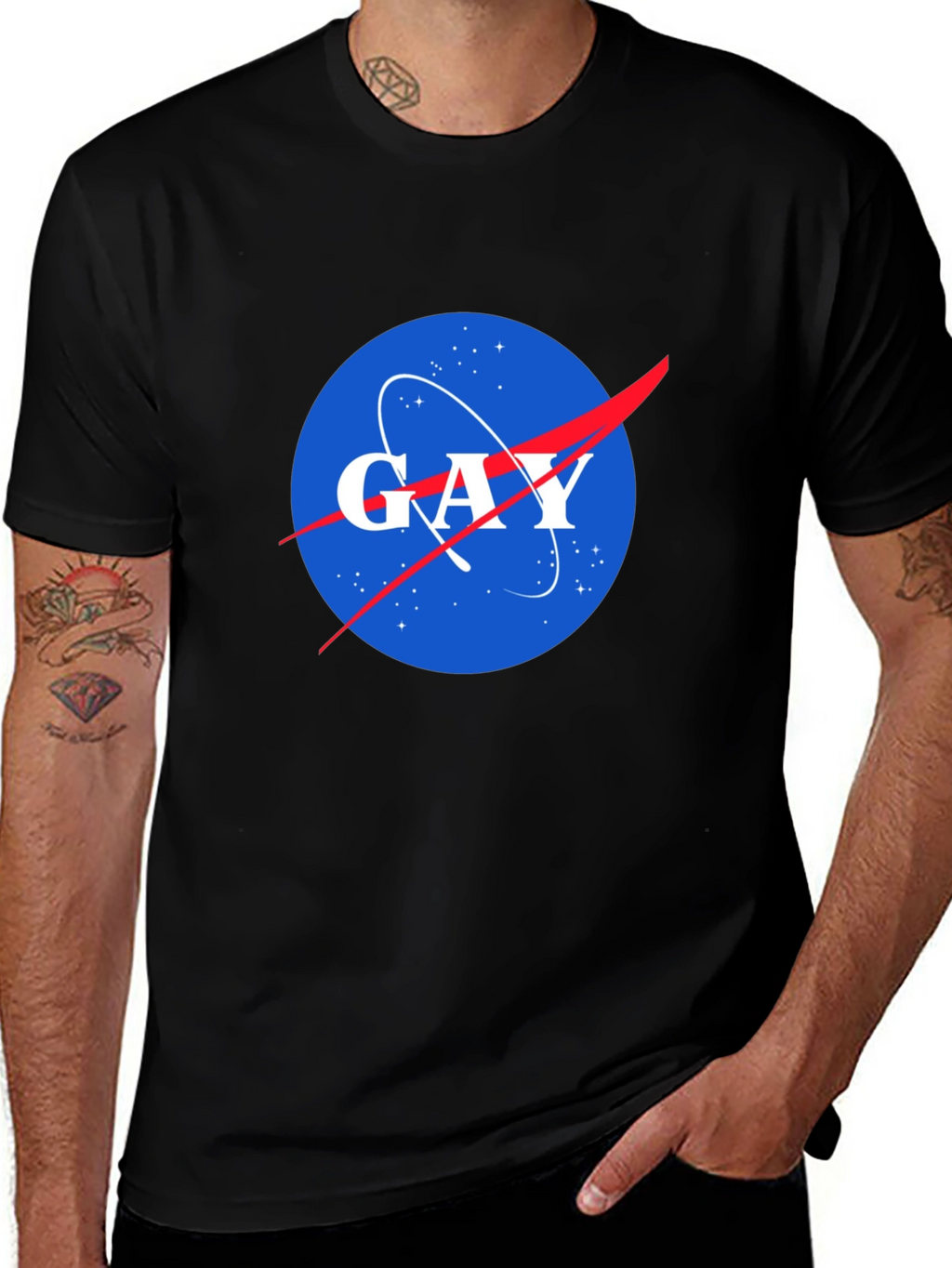 NASA Spoof Gay Logo Graphic T-Shirt