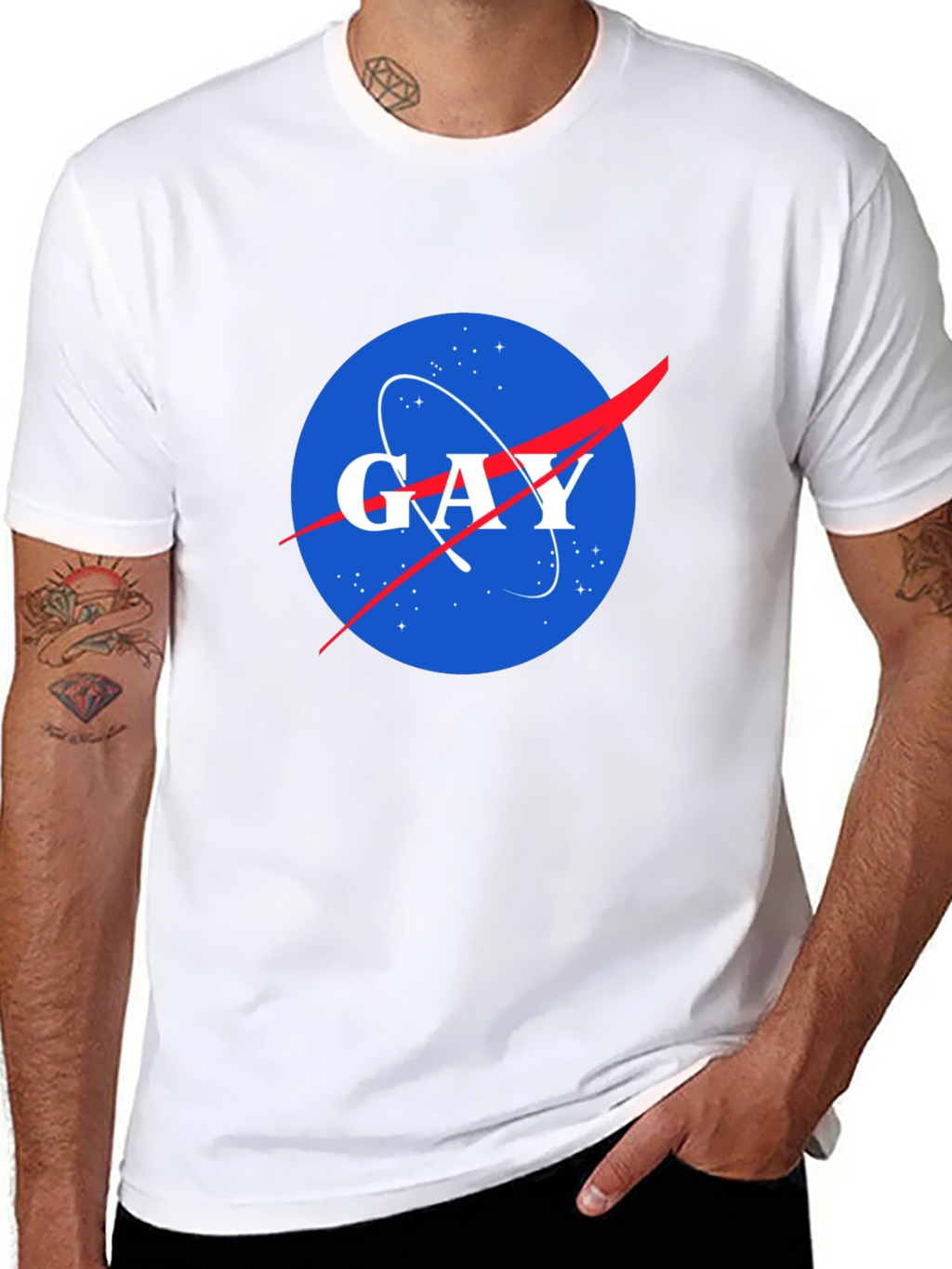 NASA Spoof Gay Logo Graphic T-Shirt