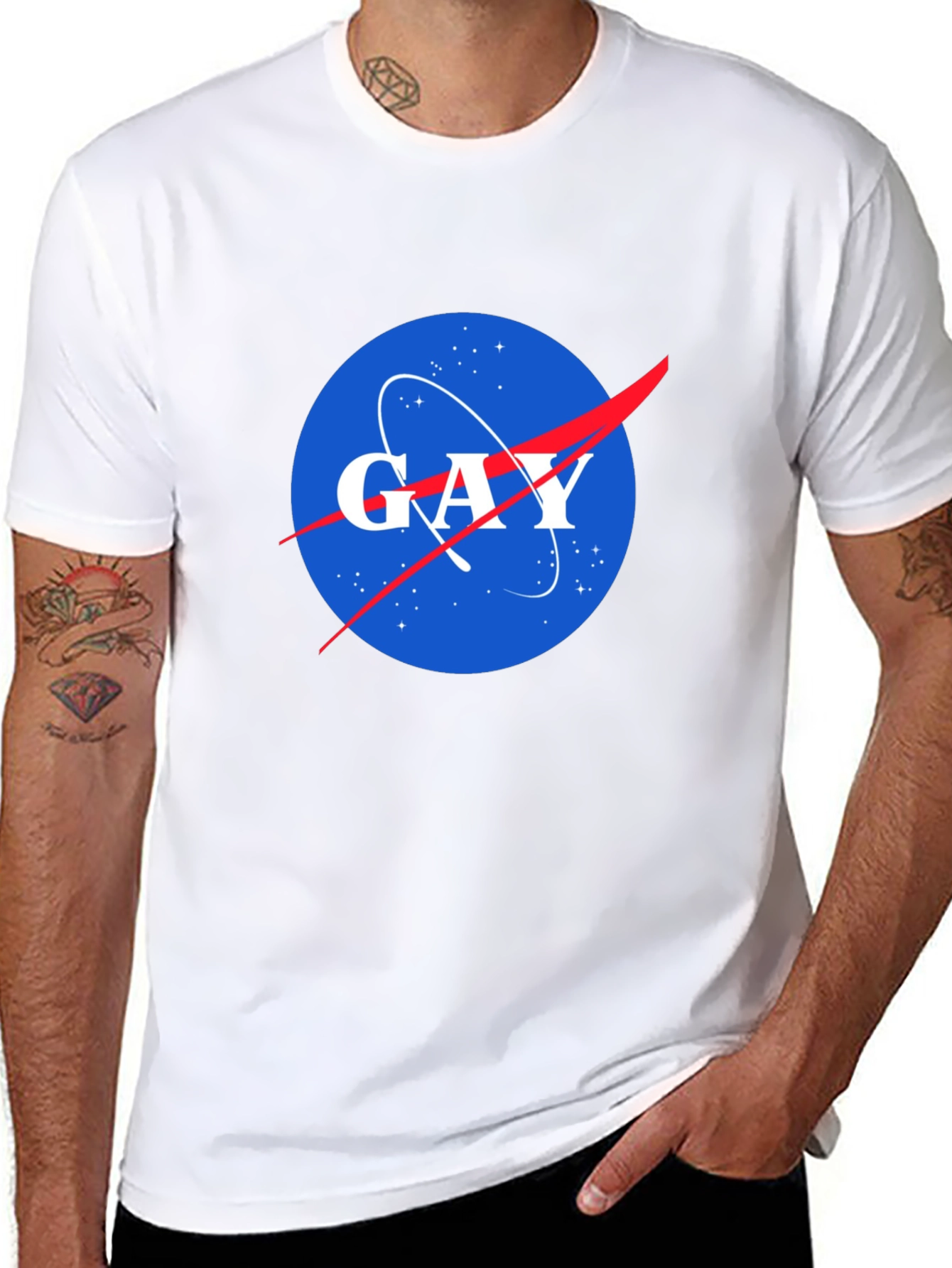 NASA Spoof Gay Logo Graphic T-Shirt