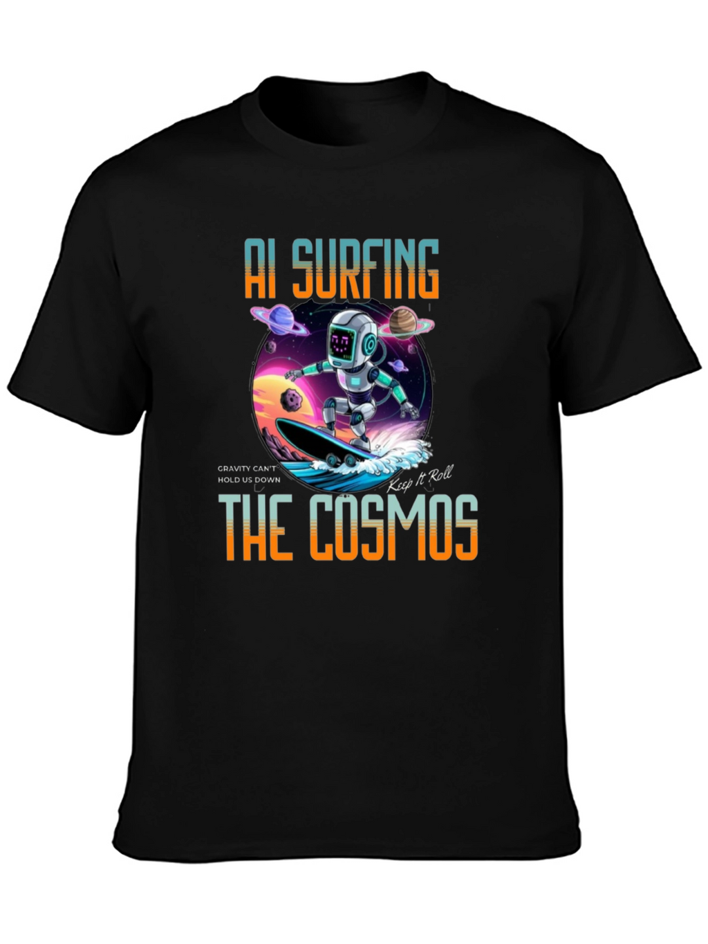 AI Surfing The Cosmos Graphic Tee