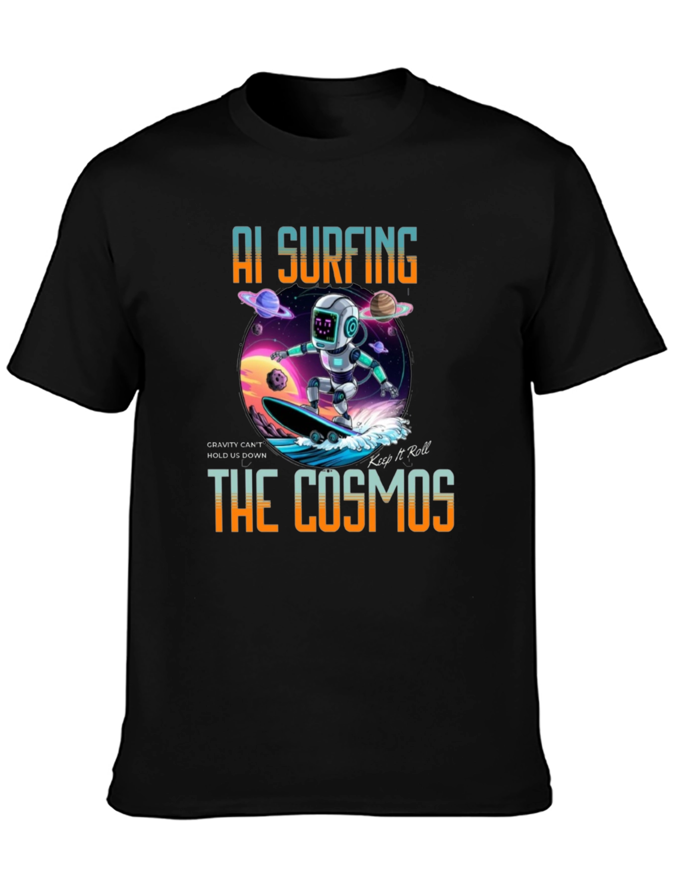 AI Surfing The Cosmos Graphic Tee