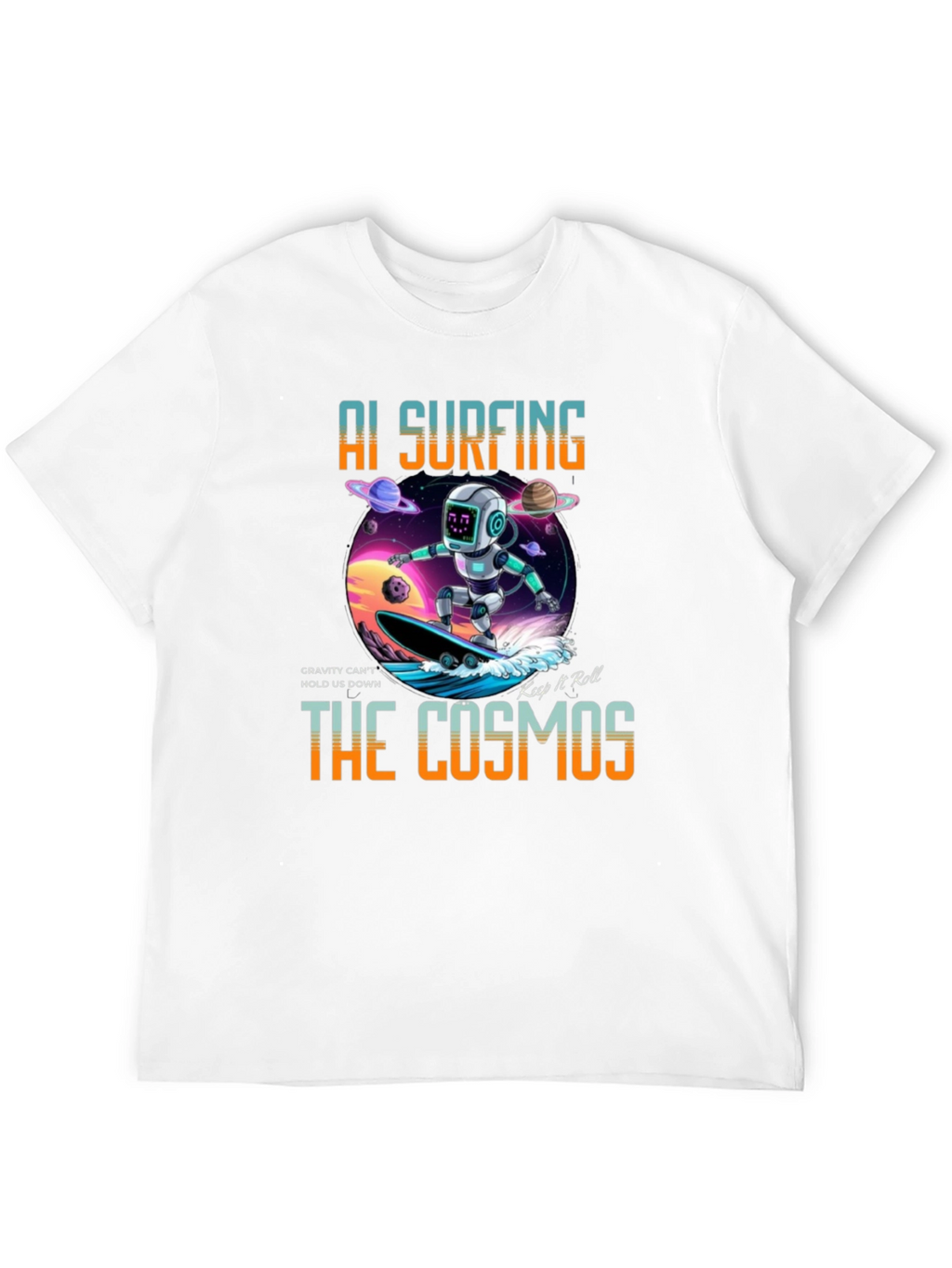 AI Surfing The Cosmos Graphic Tee