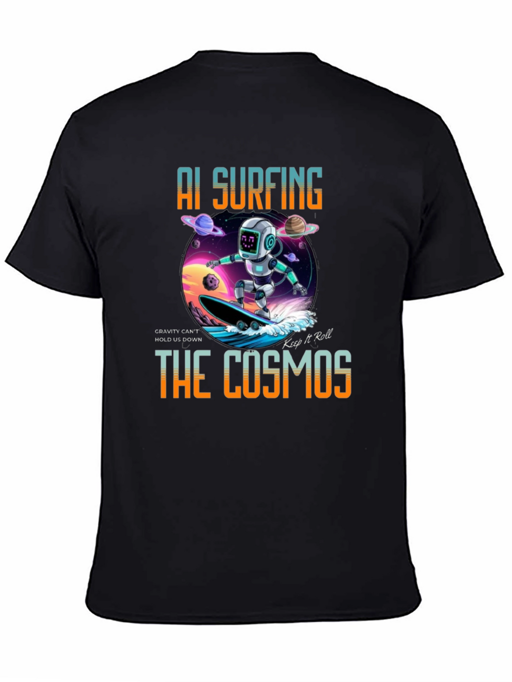 AI Surfing The Cosmos Graphic Tee