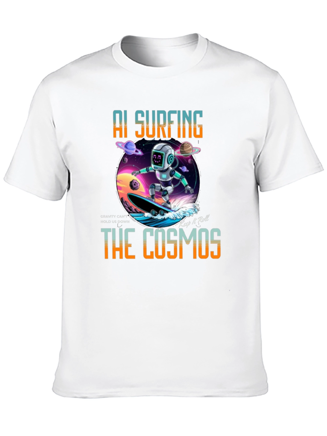 AI Surfing The Cosmos Graphic Tee