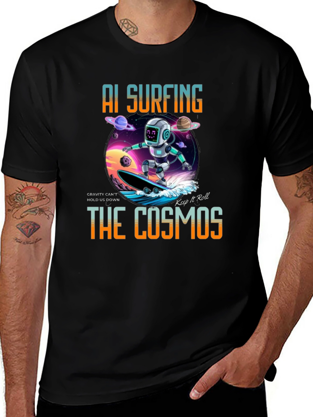 AI Surfing The Cosmos Graphic Tee