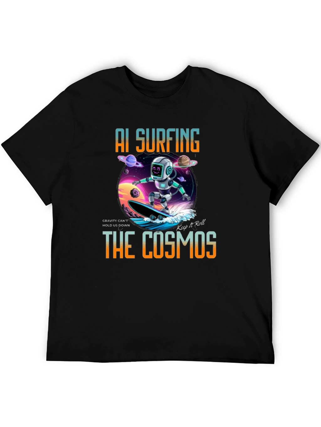 AI Surfing The Cosmos Graphic Tee