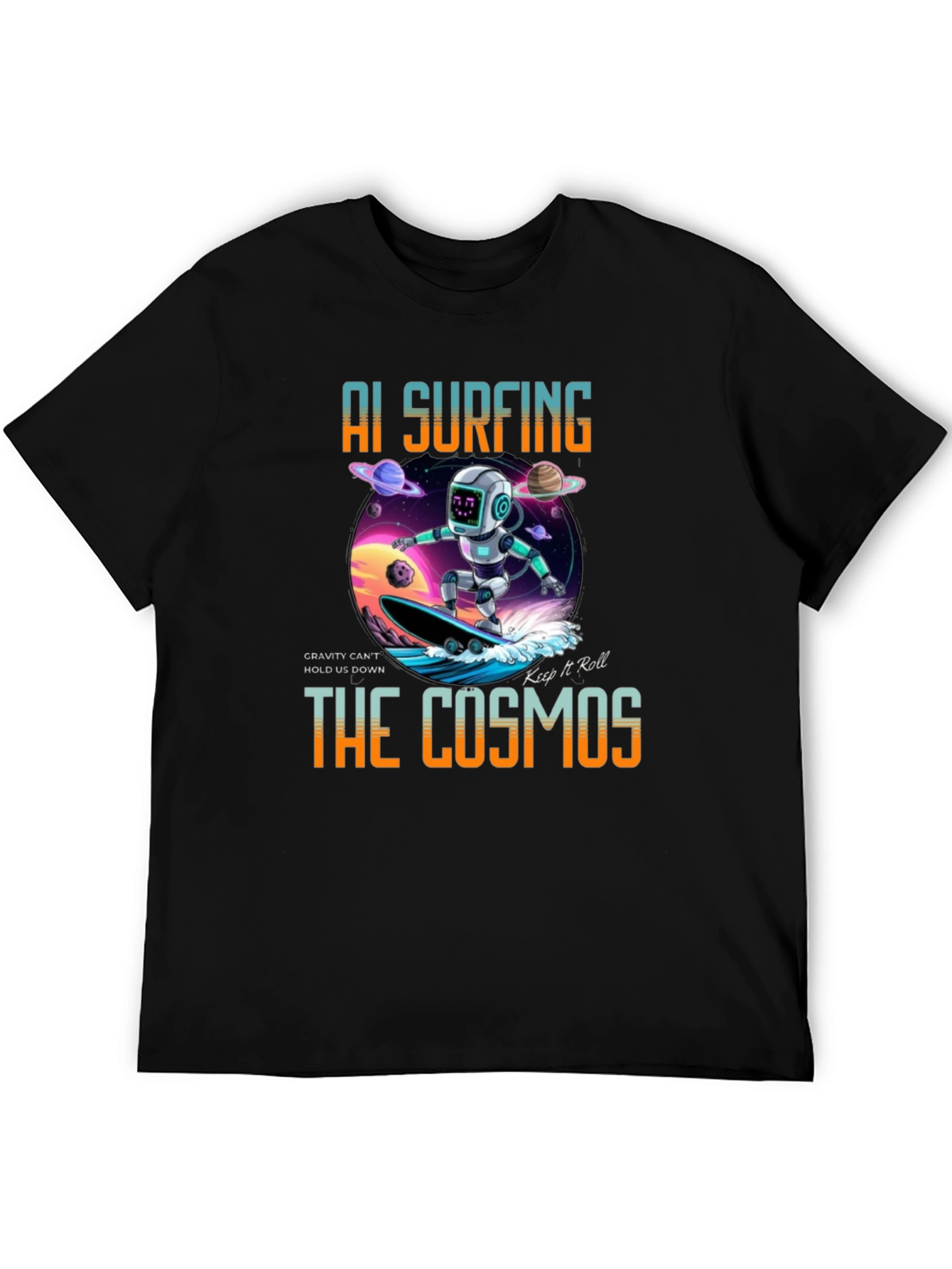 AI Surfing The Cosmos Graphic Tee