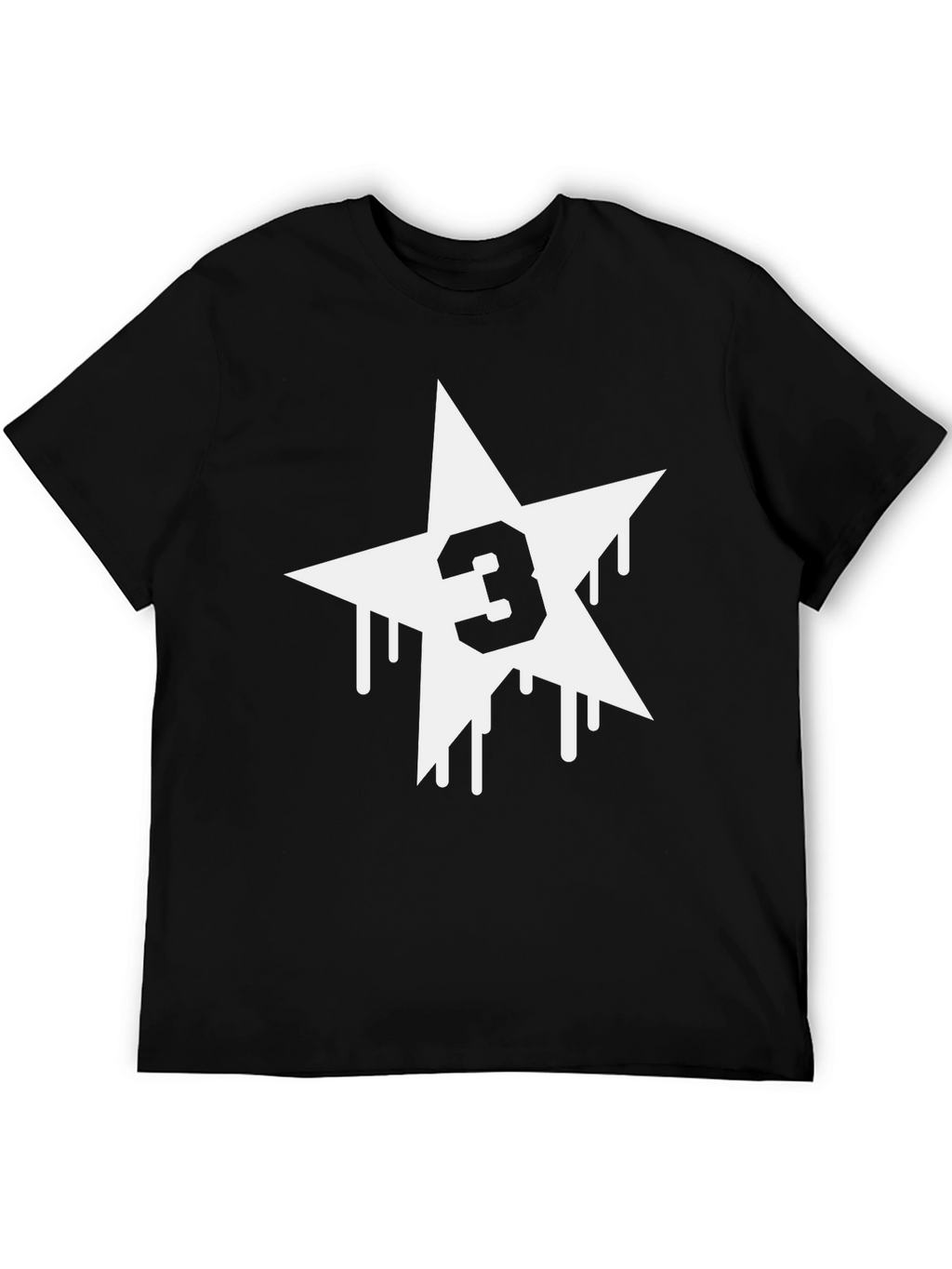 Number 3 Star Graphic T-Shirt - Black Cotton Blend