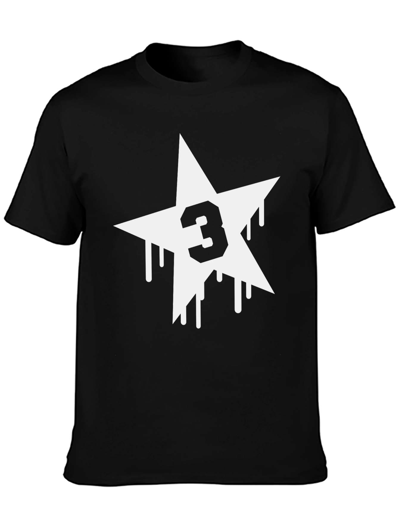 Number 3 Star Graphic T-Shirt - Black Cotton Blend