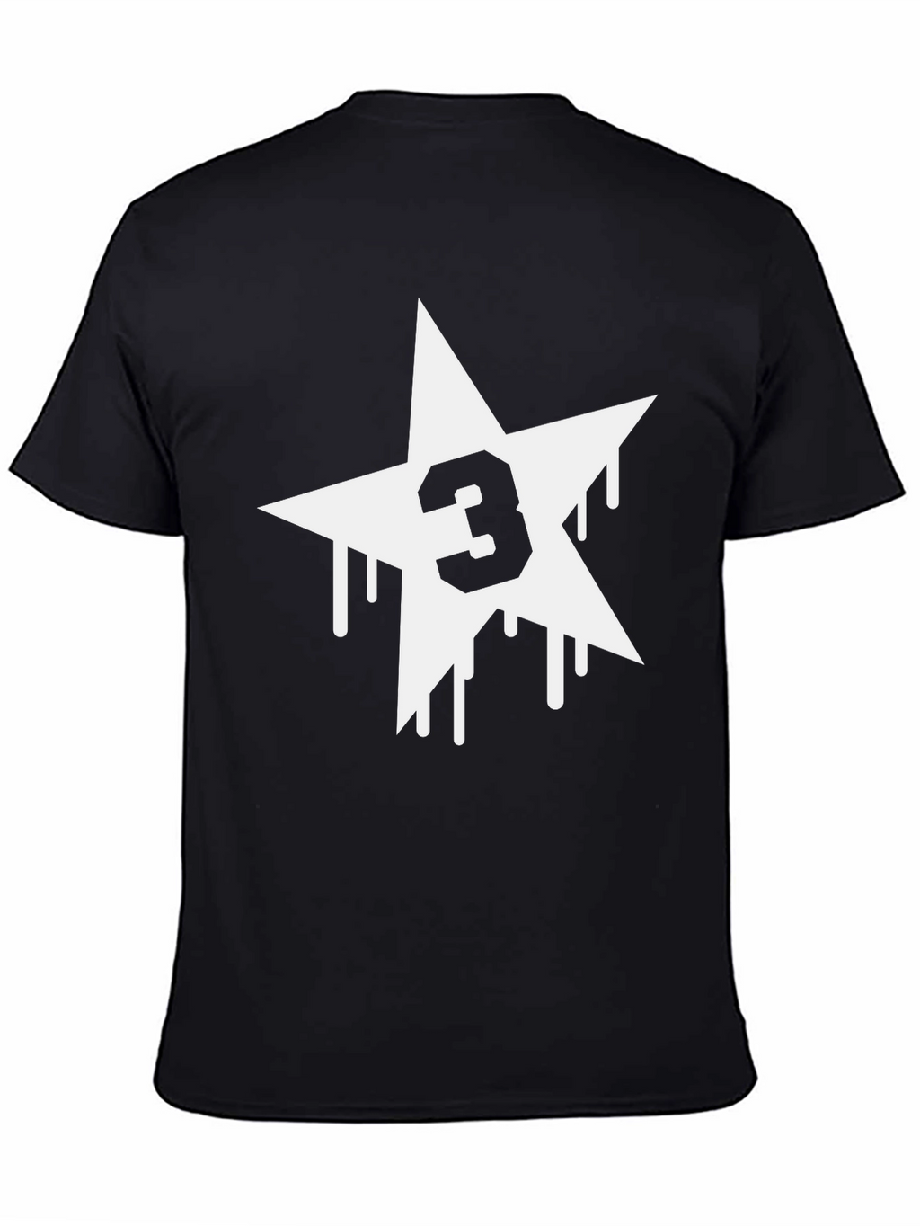 Number 3 Star Graphic T-Shirt - Black Cotton Blend