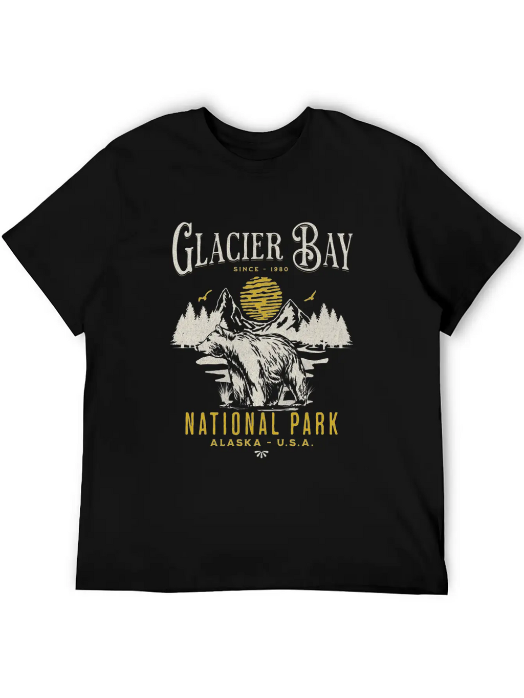 Glacier Bay National Park Vintage Landscape Unisex Short Sleeve Soft Cotton T-Shirt – Casual Everyday Wear