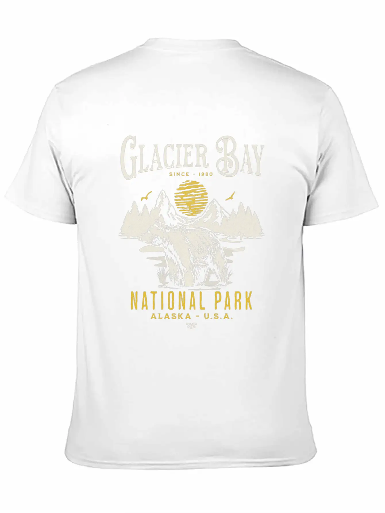 Glacier Bay National Park Vintage Landscape Unisex Short Sleeve Soft Cotton T-Shirt – Casual Everyday Wear