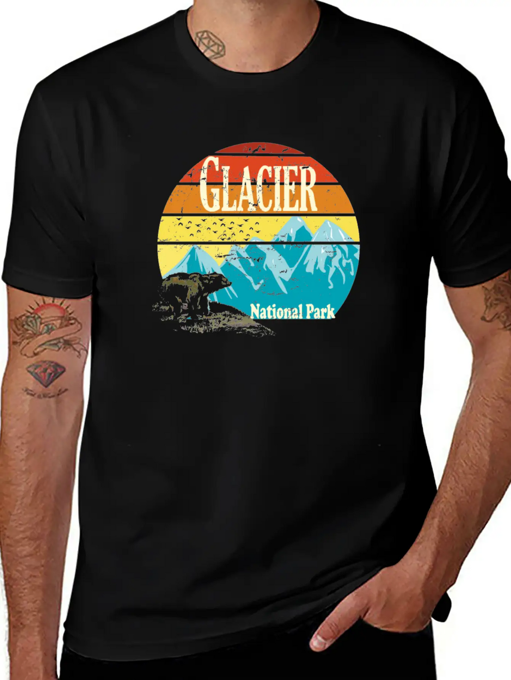 Glacier National Park Montana Mountains Landscape Stylish Everyday T-Shirt – Unisex Basic Cotton Tee