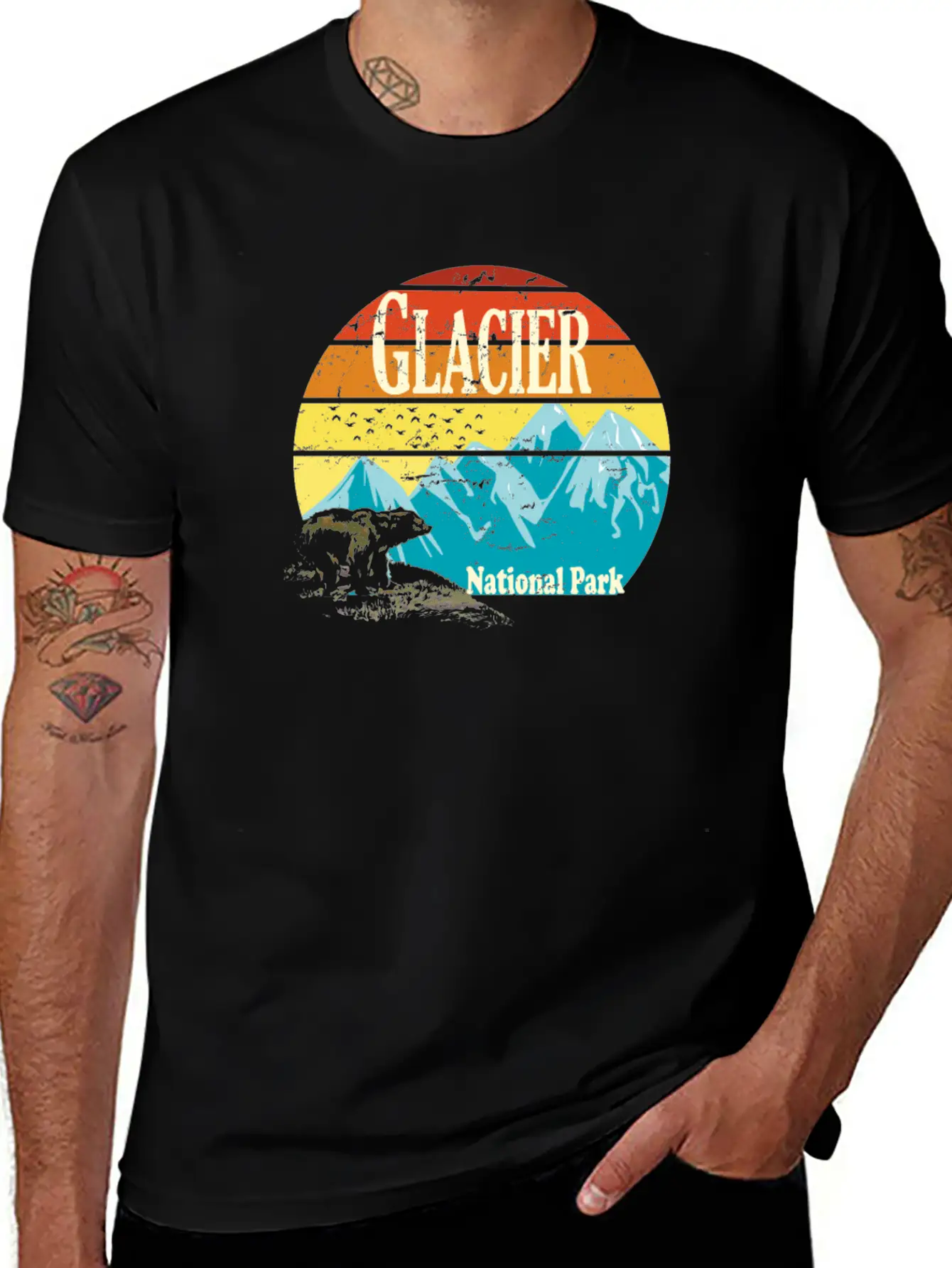 Glacier National Park Montana Mountains Landscape Stylish Everyday T-Shirt – Unisex Basic Cotton Tee
