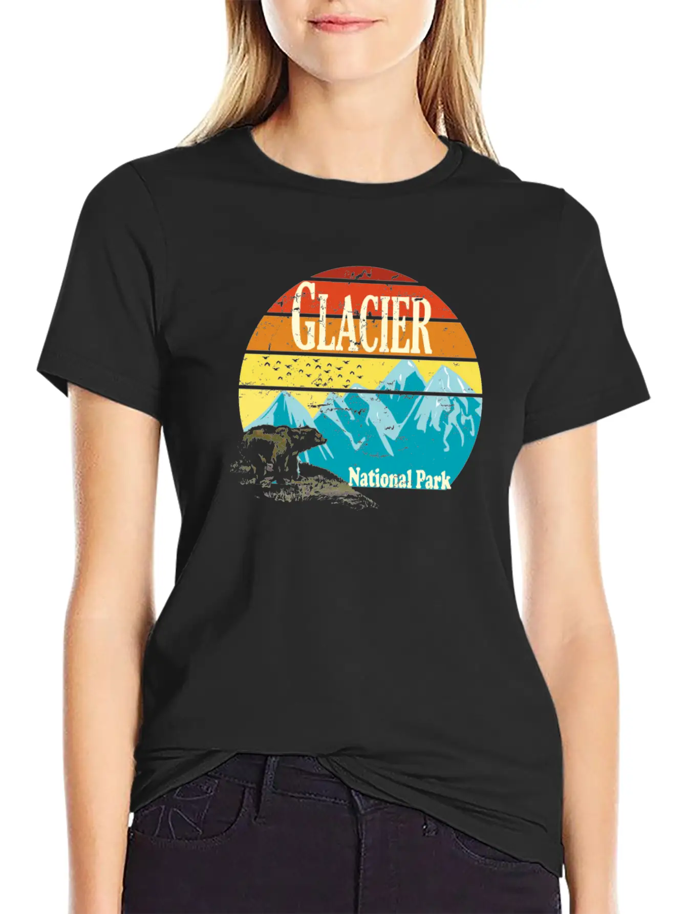 Glacier National Park Montana Mountains Landscape Stylish Everyday T-Shirt – Unisex Basic Cotton Tee