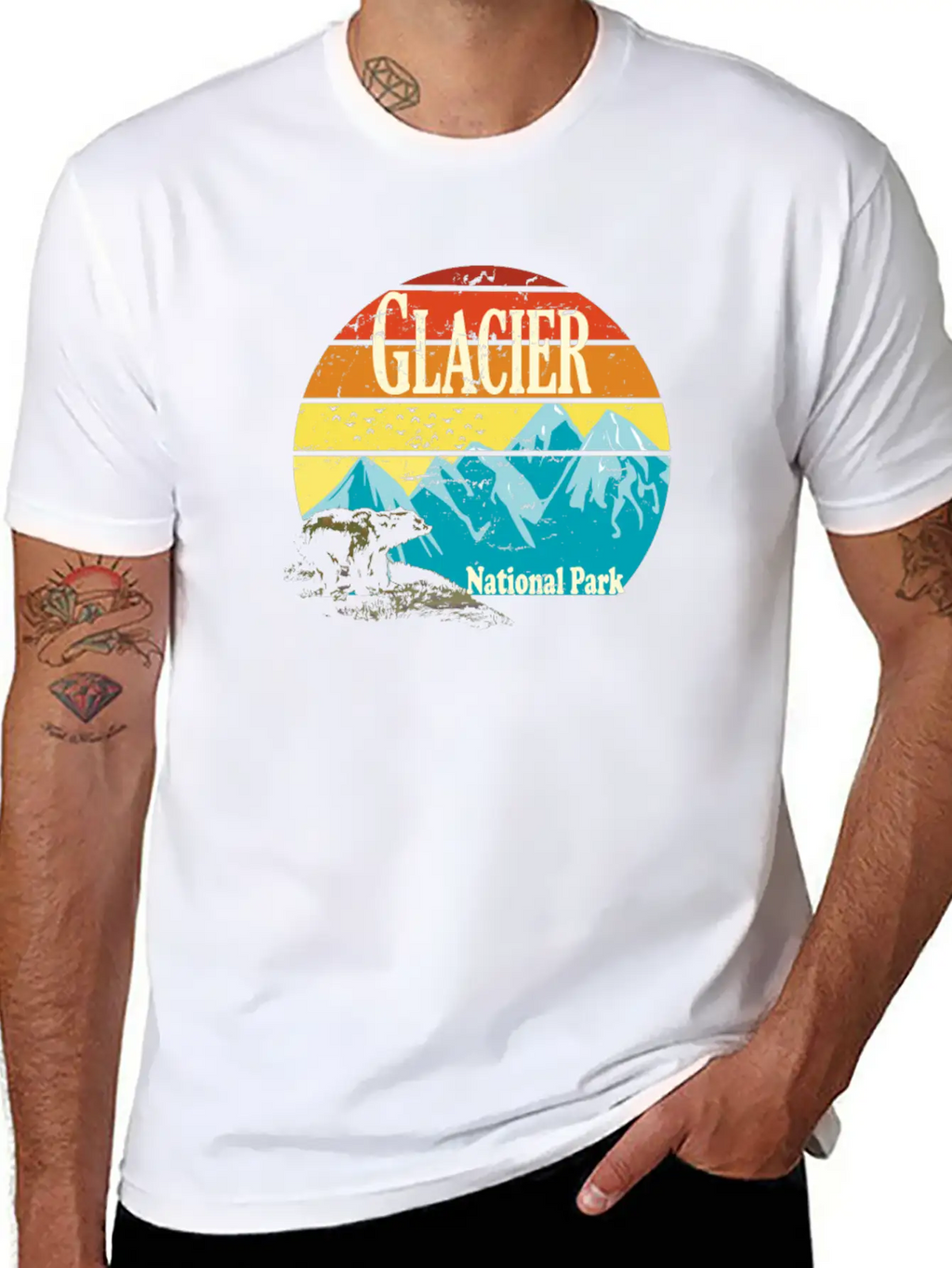 Glacier National Park Montana Mountains Landscape Stylish Everyday T-Shirt – Unisex Basic Cotton Tee