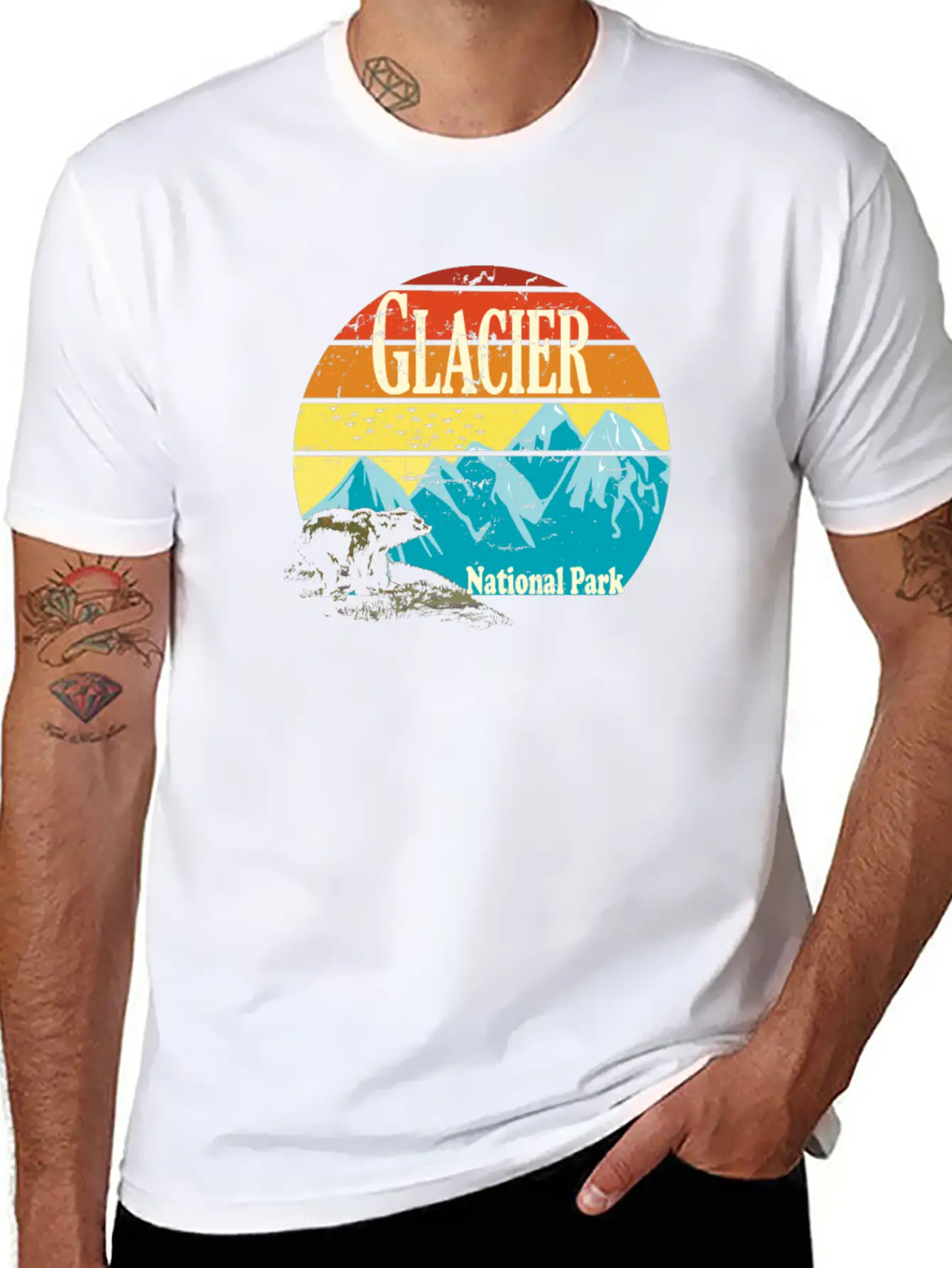 Glacier National Park Montana Mountains Landscape Stylish Everyday T-Shirt – Unisex Basic Cotton Tee
