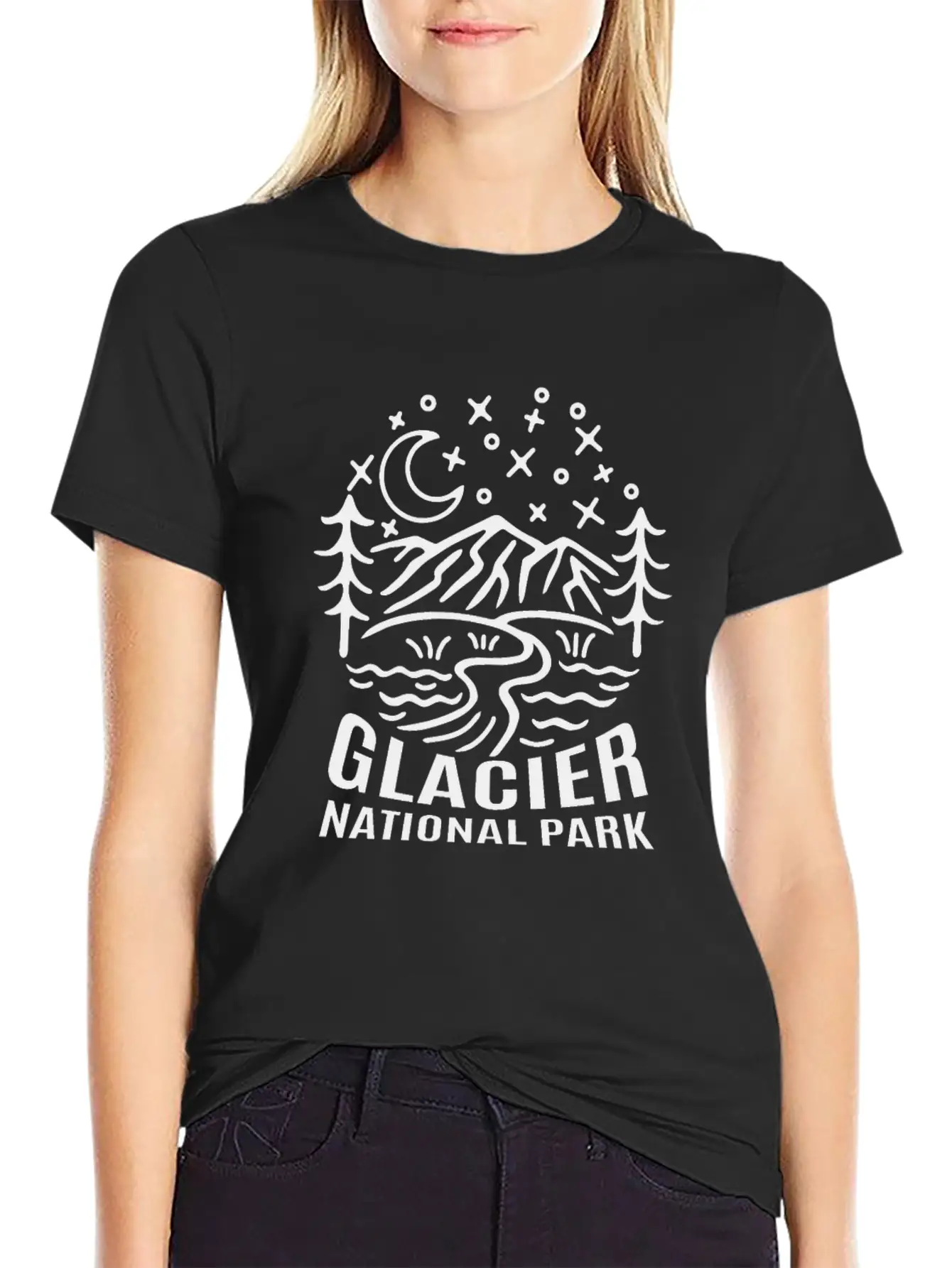 Glacier National Park Sketch Unisex Casual T-Shirt – Clean Design For Daily Comfort