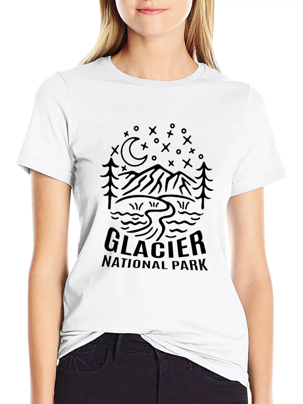 Glacier National Park Sketch Unisex Casual T-Shirt – Clean Design For Daily Comfort