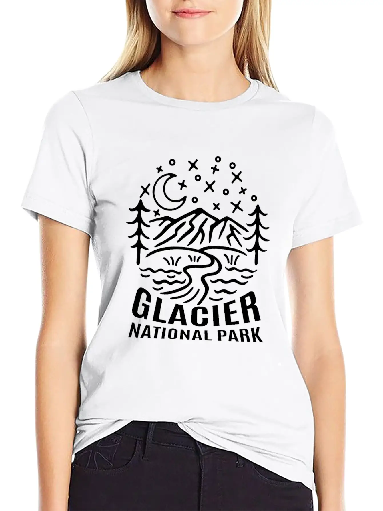 Glacier National Park Sketch Unisex Casual T-Shirt – Clean Design For Daily Comfort