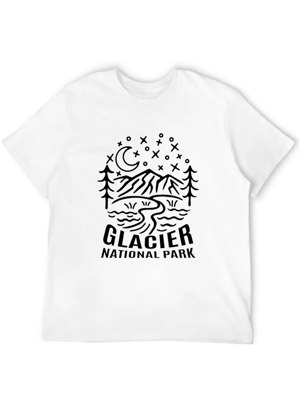 Glacier National Park Sketch Unisex Casual T-Shirt – Clean Design For Daily Comfort