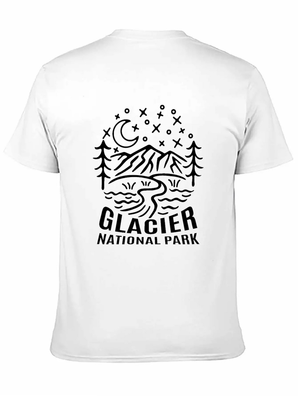 Glacier National Park Sketch Unisex Casual T-Shirt – Clean Design For Daily Comfort