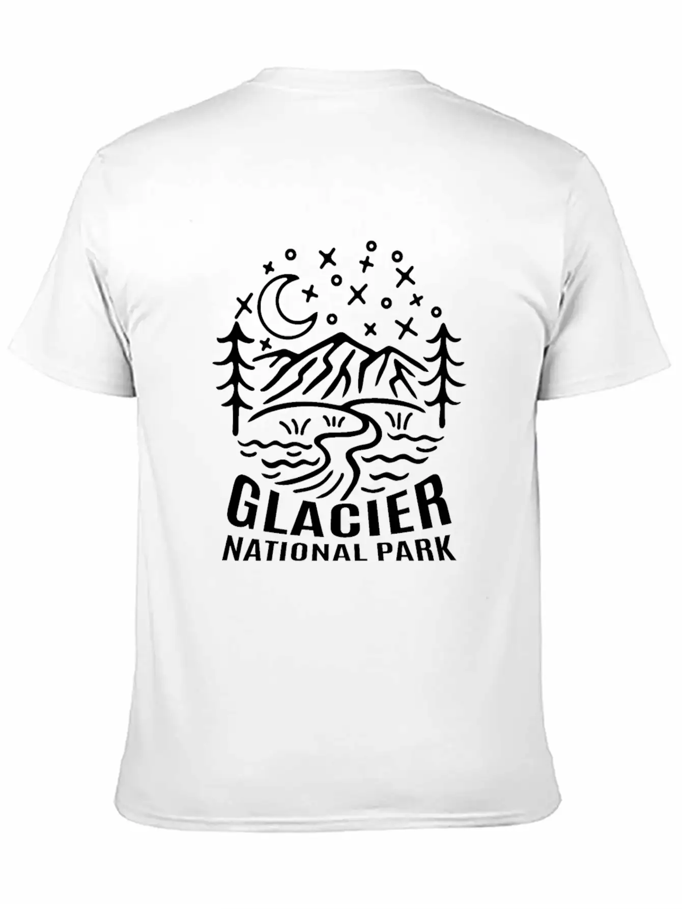Glacier National Park Sketch Unisex Casual T-Shirt – Clean Design For Daily Comfort