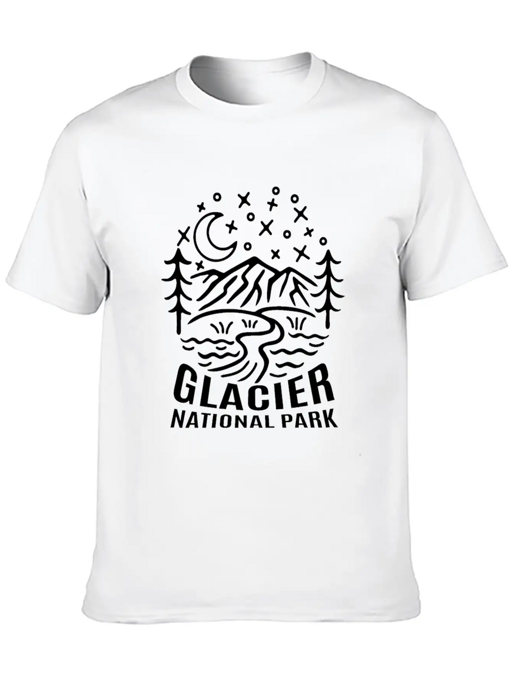 Glacier National Park Sketch Unisex Casual T-Shirt – Clean Design For Daily Comfort