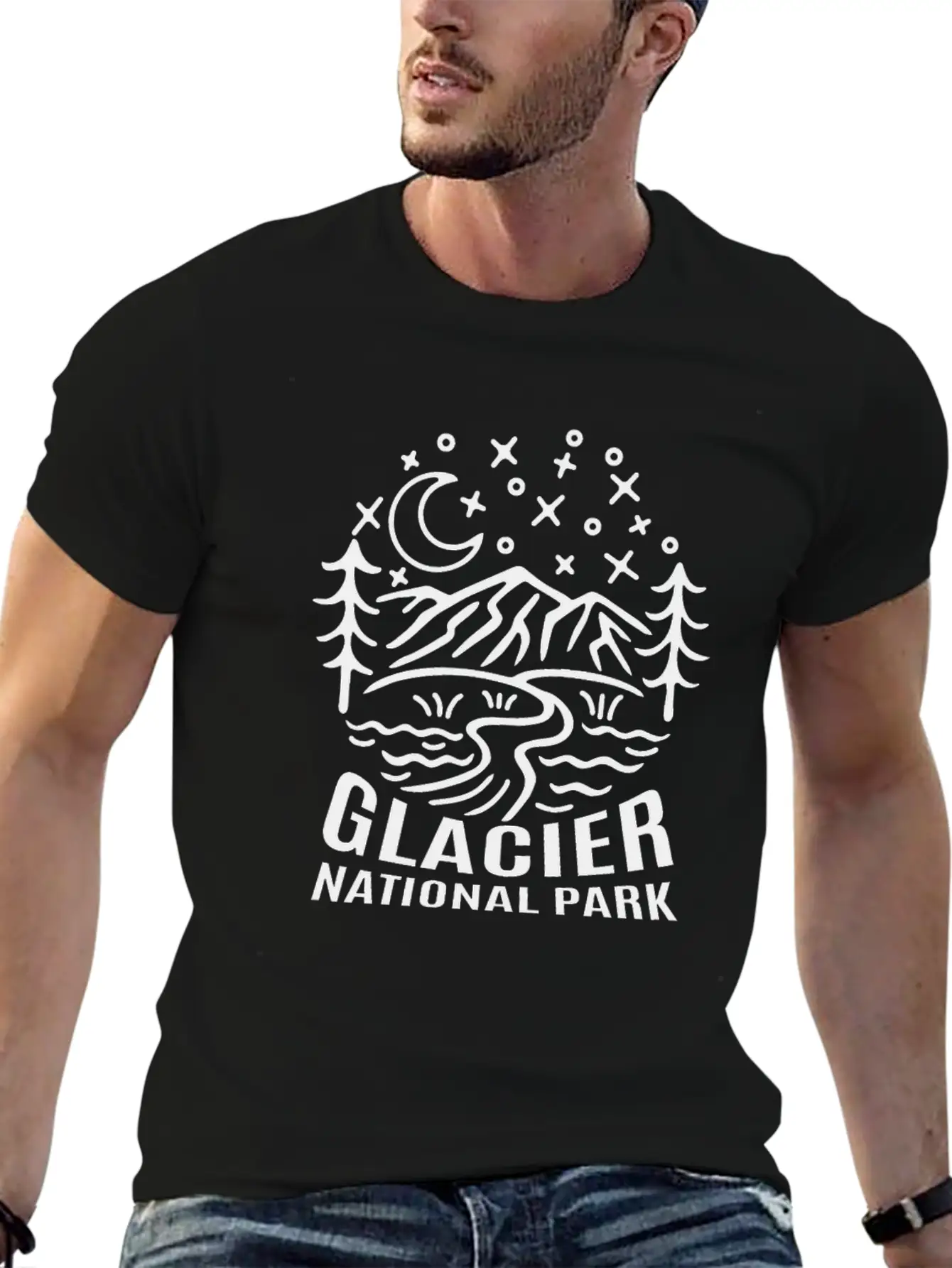 Glacier National Park Sketch Unisex Casual T-Shirt – Clean Design For Daily Comfort