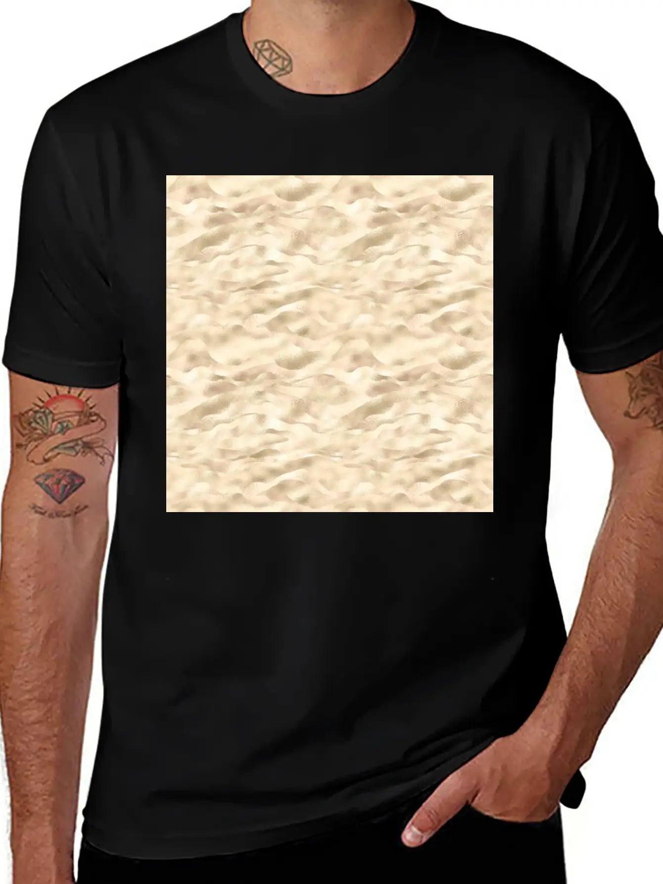 Glam Soft Gold Metallic Waves Texture Stylish Everyday T-Shirt – Unisex Basic Cotton Tee