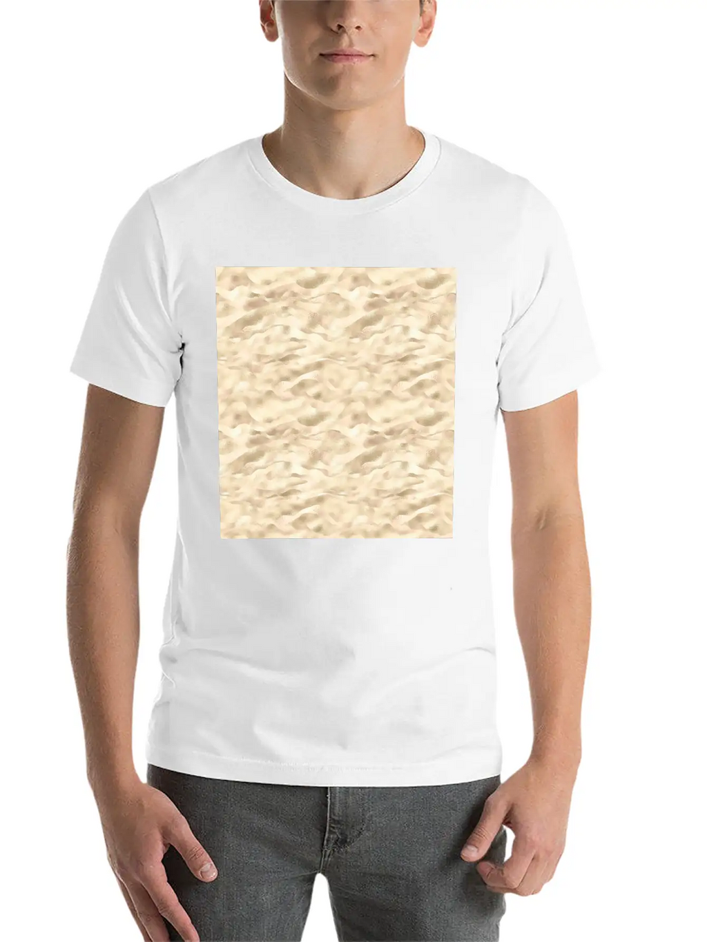 Glam Soft Gold Metallic Waves Texture Stylish Everyday T-Shirt – Unisex Basic Cotton Tee